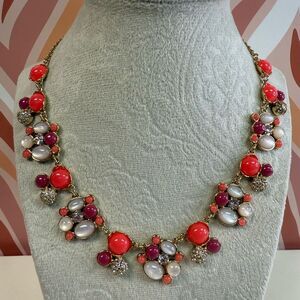 Kate Spade Bashful Blossom Gold Coral & Pink Crystal Statement Necklace